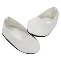 Detailed macro view of white glitter ballet flats for 18-inch American dolls - White Sequins (SH-0020-4)