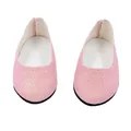 Macro detail of pink glitter ballet flats designed for 18-inch American doll accessories - Pink Sequins (SH-0020-2)