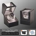 Cargador automático para reloj individual en cuero negro con interior gris suave - Estilo de ranura única 1+0 (Cuero liso negro + Forro de terciopelo gris) / Negro