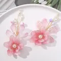 Elegante handgemaakte roze kristallen bloem DIY-onderdelen voor haar en sieraden. - Donkerroze Dubbele Bloem met 6 Blaadjes / 1 Stuk / Dieproze