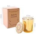 Premium Duftkerze im goldenen Glas mit Mandala-Deckel und Geschenkbox Verpackung - Gelbe Erde / Einzeln Verpackt
