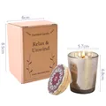 Aromatherapy scented candle in mercury glass jar with mandala wood lid and box - Gray Plum & Tea / Single Boxed