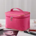 Professional large capacity portable makeup bag in vibrant hot pink finish for travel storage - Solid Rose Red