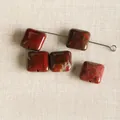 Perles carrées en jaspe rouge naturel de 12 mm pour la création de bijoux DIY - Grès Rouge Carré (#10)