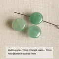Perles plates en pierre naturelle verte de 12 mm pour la création de bijoux DIY - Aventurine Verte Ronde (#16)