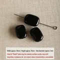 Perles rectangulaires en onyx noir poli pour création de bijoux DIY, pierres 10x15mm - Agate Noire Moyenne (#19)