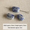 Perles rectangulaires en pierre naturelle marbrée bleue 10x15mm pour création de bijoux DIY - Pierre à Veines Bleues Moyenne (#31)