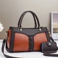 Two-piece handbag set with color-block design and large capacity for women. - Earthy Yellow / Length 30cm Width 11.5cm Height 17cm