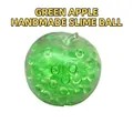 Pelota antiestrés blanda con forma de manzana verde translúcida y superficie con textura circular - Bola Ruidosa de Manzana Verde / 6cm