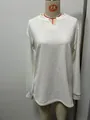 Men's minimalist white waffle knit long sleeve undershirt with a casual V-neck design - In Stock - Customizable Logo - 5xl - 460g / 3XL