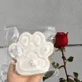 Jumbo transparent white cat paw squishy stress relief toy with decorative pearl and ribbon - Jumbo White Moonlight / 14x14cm