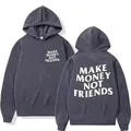 Sweat à capuche gris foncé avec inscription blanche Make Money Not Friends imprimée - S / Hauts / Gris clair