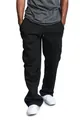 Dettaglio dei pantaloni cargo neri da uomo con tasche multiple in stile casual high street - Nero / 5XL