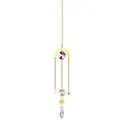 Detailed view of crystal suncatcher with moon and star gold-tone metal accents. - S05 Wind Chime