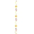 Close-up detail view of vertical crystal suncatcher with golden moon and sun metal accents. - S06 Wind Chime
