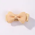 Mini pale yellow grosgrain ribbon bow hair clip for girls in solid candy color - Light Yellow