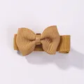 Mini ginger yellow grosgrain ribbon bow hair clip for cute girls' fringe styling - Ginger Yellow