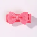 Small pink candy color bow hair clip for girls with high-quality ribbon texture - Pink