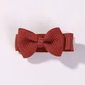 Miniature red grosgrain ribbon bow hair clip for girls with a cute solid color finish - Red