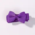 Small purple grosgrain ribbon bow hair clip for girls, cute mini hair accessories - Purple