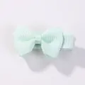 Mini mint green ribbon bow hair clip for girls with ribbed texture and metal base - Mint Green