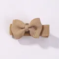Miniature khaki grosgrain ribbon bow hair clip for girls' bangs and daily hairstyling - Khaki