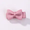 Small pink grosgrain ribbon bow hair clip for girls cute candy color hair accessory - Pink