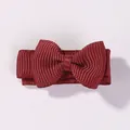 Mini burgundy grosgrain ribbon bow hair clip for girls, cute solid color toddler hair accessory - Burgundy