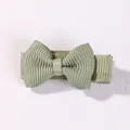 Mini sage green grosgrain ribbon bow hair clip for girls with comfortable fabric cover - Sage Green