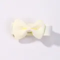 Mini pale yellow grosgrain ribbon bow hair clip for girls with non-slip fully lined clip - Light Yellow