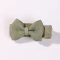 Minimalist green mini grosgrain ribbon bow hair clip for girls and toddler hair accessories - Light Green