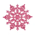Ornement flocon de neige rose pailleté de 10cm en plastique pour sapin de Noël - 10cm-0.5g / Rouge Rose