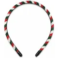 Elegant Christmas rhinestone headband with red green and white spiraling bead pattern - Christmas Spiral Rhinestone Thin Style (Series 17-3)