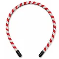 Fashionable red and white rhinestone headband with a candy cane spiral stripe design - Christmas Spiral Rhinestone Thin Style (Series 17-1)