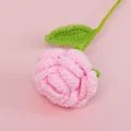 Handmade crochet pink rose with green stem and leaf for charming decorative gifts - Pink Rose Bouquet