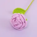 Handmade lavender crochet rose with a green leaf and stem for gifting and home decoration. - Light Purple Rose Bouquet
