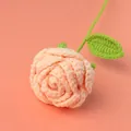 Beautiful handmade peach pink crochet rose flower with green stem and leaf for gifts - Pink Rose Bouquet