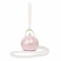 Elegant pink shell-shaped acrylic evening bag featuring a faux pearl shoulder strap - Bun Shape Pink