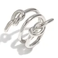 Anillo minimalista de acero inoxidable con triple banda y elegante diseño de nudo - US 6