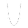Elegante S925 Sterling Silber minimalistische schimmernde dünne Kette für Damen - Flache Ovale Gliederkette (RHN2245) / Silber