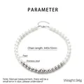 French style elegant faux pearl and silver bead necklace with stainless steel details - Round Bead Patchwork Style (KN288915-Z) / Steel