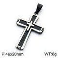 Modischer Herren Edelstahl Kreuzanhänger zweilagig in Schwarz und Silber Ausführung - Anhänger Ohne Kette(KP119384-KL) / Silber und Schwarz Mix