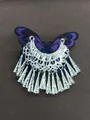 Vintage butterfly tassel hair clip featuring purple embroidery and silver metal charms - Single Piece / Silver-Purple