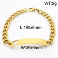 Goudvergulde titanium stalen Cubaanse schakelarmband met hartuitsnijding, unisex model - Goud