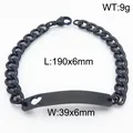 Unisex zwart titaniumstalen cubaanse schakelarmband met hartvormige gebogen ID-plaat - Zwart