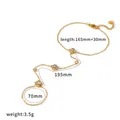 18k gold plated stainless steel clover finger bracelet with crystal accents - Clover Hand Chain Bracelet (TB5268-WT) / Gold