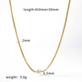 Gold-plated stainless steel clover necklace with rhinestone details and measurements shown - Clover Pave Pendant Necklace (TN3809) / Gold