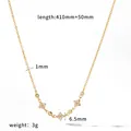 Gold clover necklace with CZ stones, showing length, chain width, and weight dimensions. - 5-Pendant Clover Clavicle Chain (TN3810) / Gold