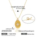 Detailed view of gold North Star stainless steel necklace with length and weight specs - North Star Oval Pendant Necklace (JDN0305304) / 45+5cm / Gold