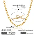 Detailansicht einer goldenen Halskette aus Edelstahl mit ovalen Gliedern und Maßen. - Ankerkette (JDN0105320) / 41+5cm / Gold